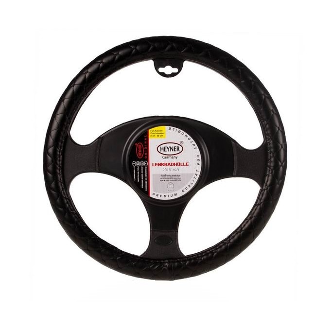 Husa volan 37 - 39cm imitatie piele cu cusaturi neagra Softech 602.00 Heyner