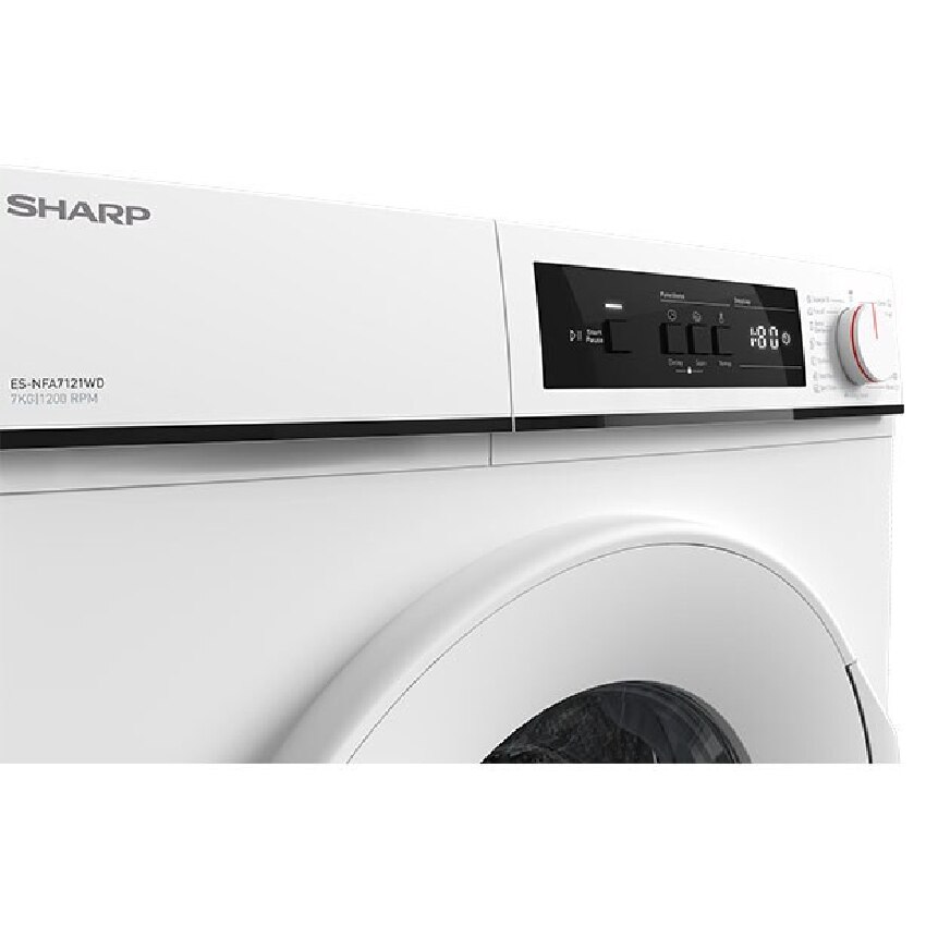 Sharp Lavatrice Frontale ES-NFA7121WD - 7kg, Classe D, 1200 Giri/min, 15 Programmi, Partenza Differita, Bianco, Dimensioni Compatte 59.7x49.7x84.5 Cm - 3