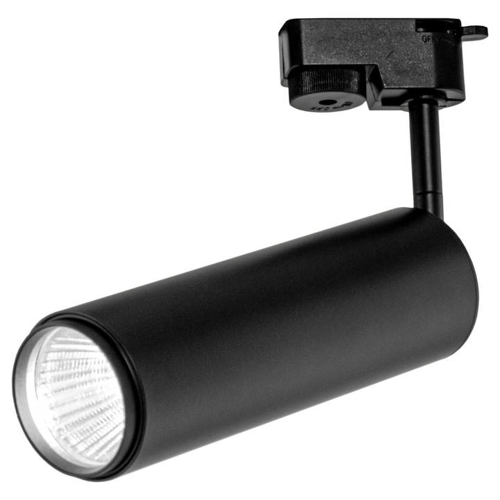 Spot LED 12W/ora, 1368lm - 50 000 ore, 4000K lumina naturala, directionabil pe sina monofazata, LED Market®, HQ-D257 Otavio, Corp negru, clasa energetica E