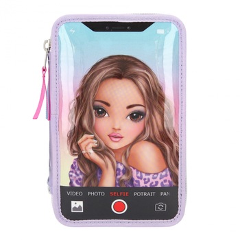 Penar TopModel, echipat, 3 compartimente, multicolor, Selfie cu led,20 x 13,5 x 7,5 cm Penar TopModel, echipat, 3 compartimente, multicolor, Selfie cu led,20 x 13,5 x 7,5 cm