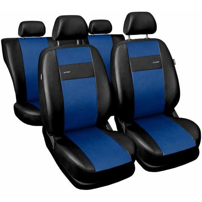 Huse auto fractionate luxury , negru+albastru bmg