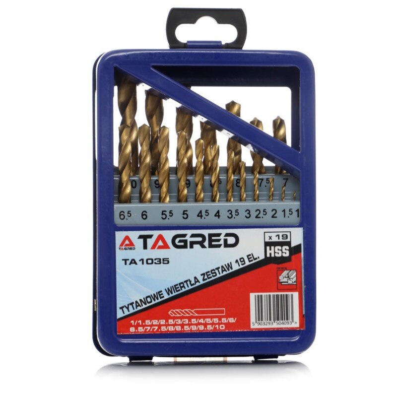 Set 19 buc bughiu, Tagred, 1.0-10,0 mm din otel HSS, acoperit cu nitrura de titan