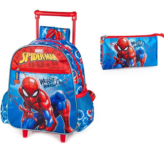 Set gradinita Spiderman - Ghiozdan gradinita tip troller, Penar etui