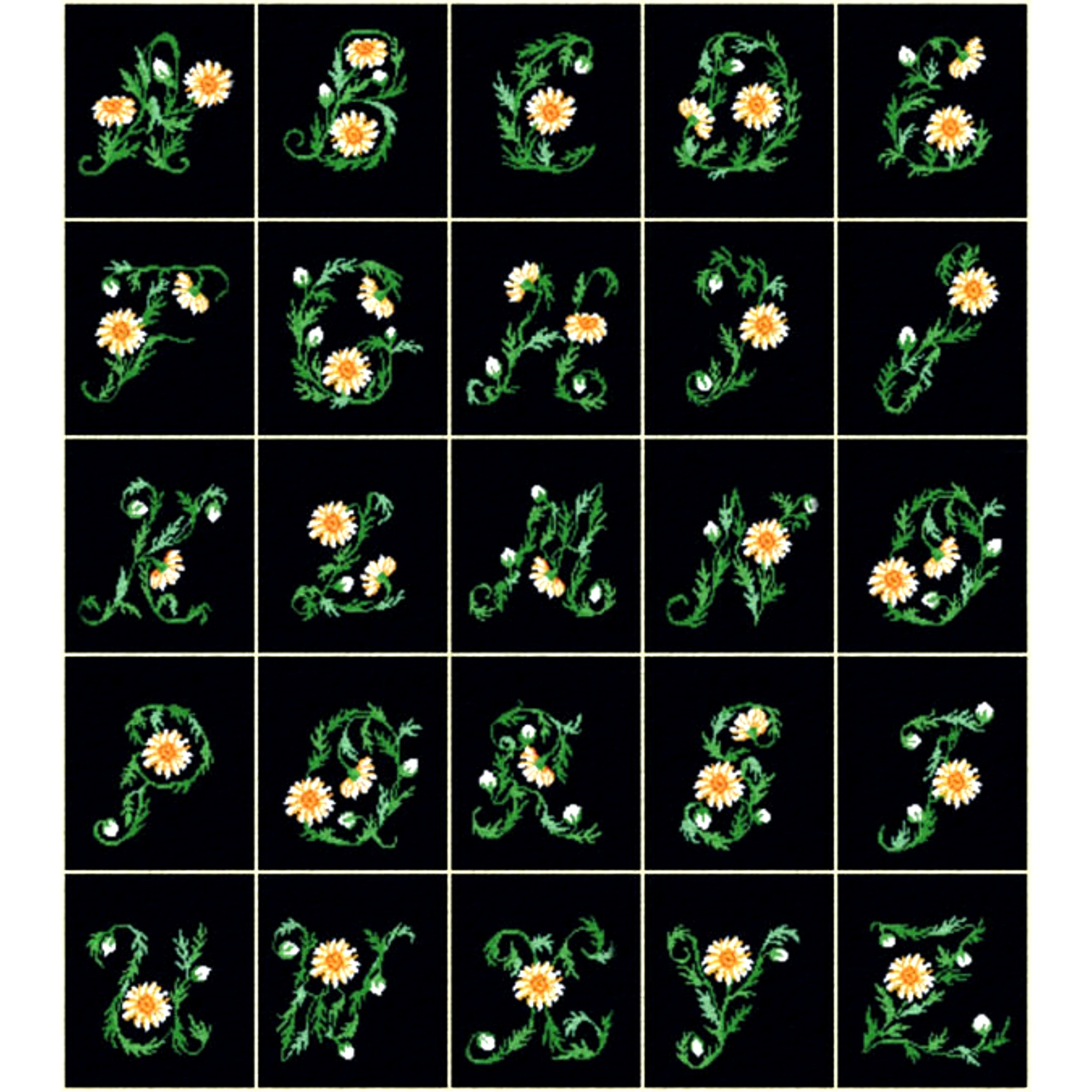 Kit goblen cu diagrama color - Alfabet floral Alfabet floral