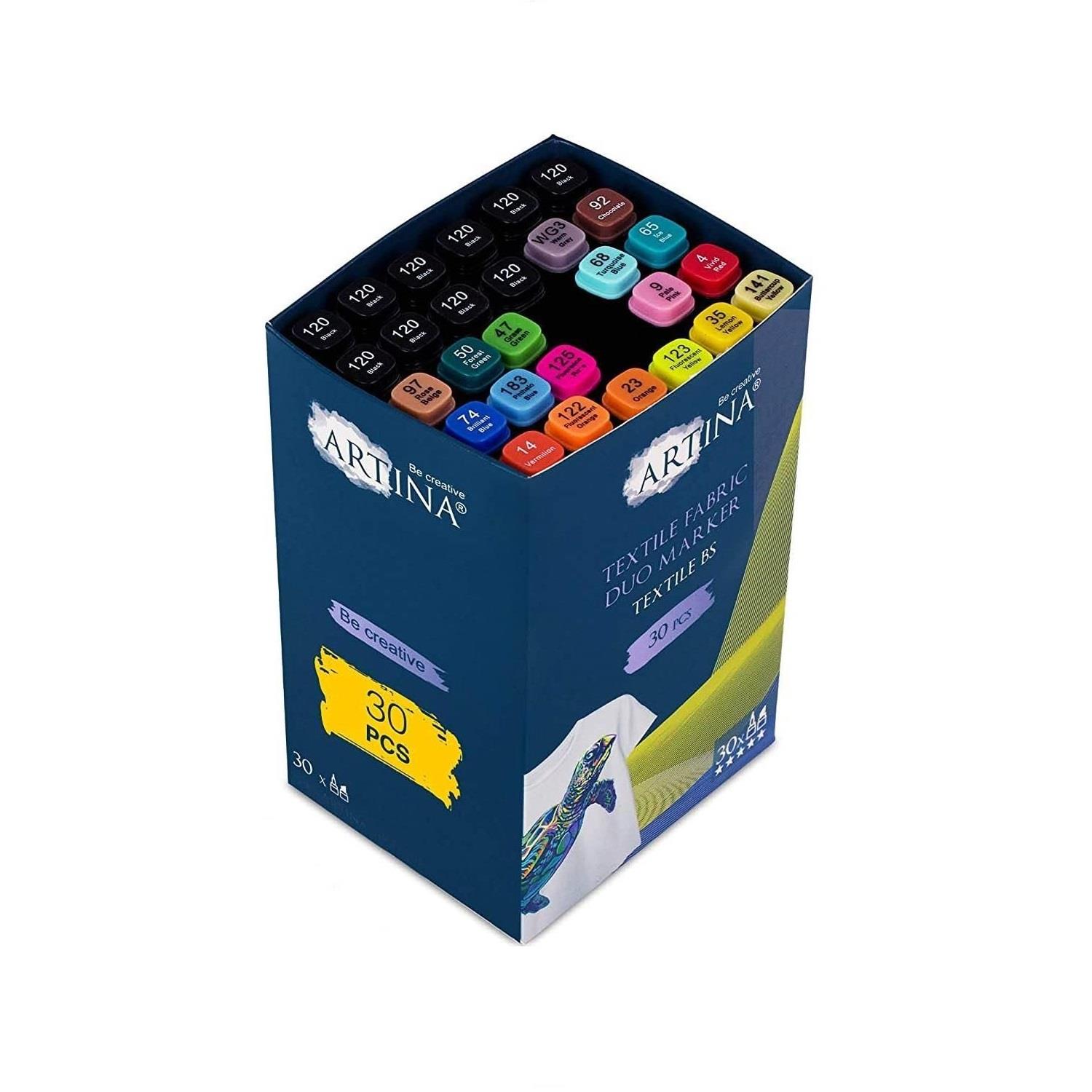 Set markere pentru textile Artina Textile BS, 30 buc, Duble, Multicolor