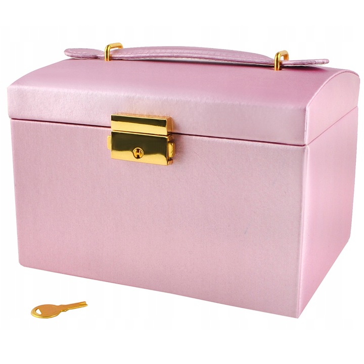 Zola Ékszerdoboz, tükör, kulccsal a záráshoz, 17,5 x 13,8 x 13,5 cm, rózsaszín