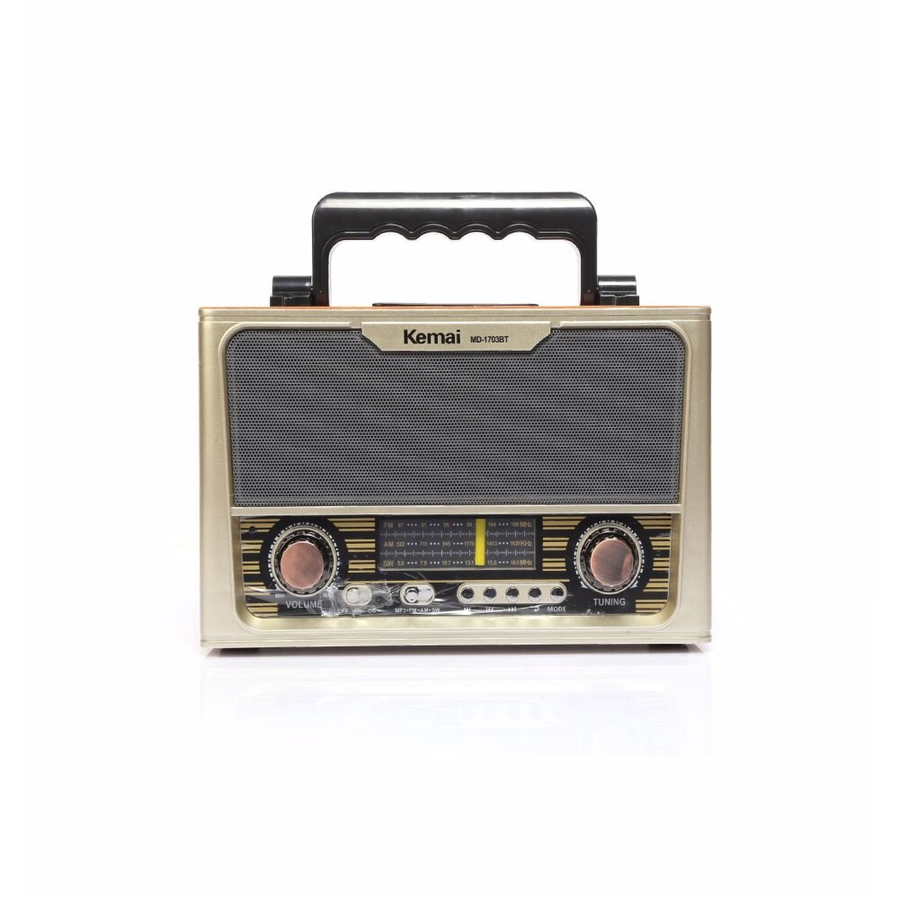 Radio Portabil Retro MD-1703BT, Acumulator Incorporat, Bluetooth, AUX, USB, TF Card, FM/AM/SW, Maro Deschis