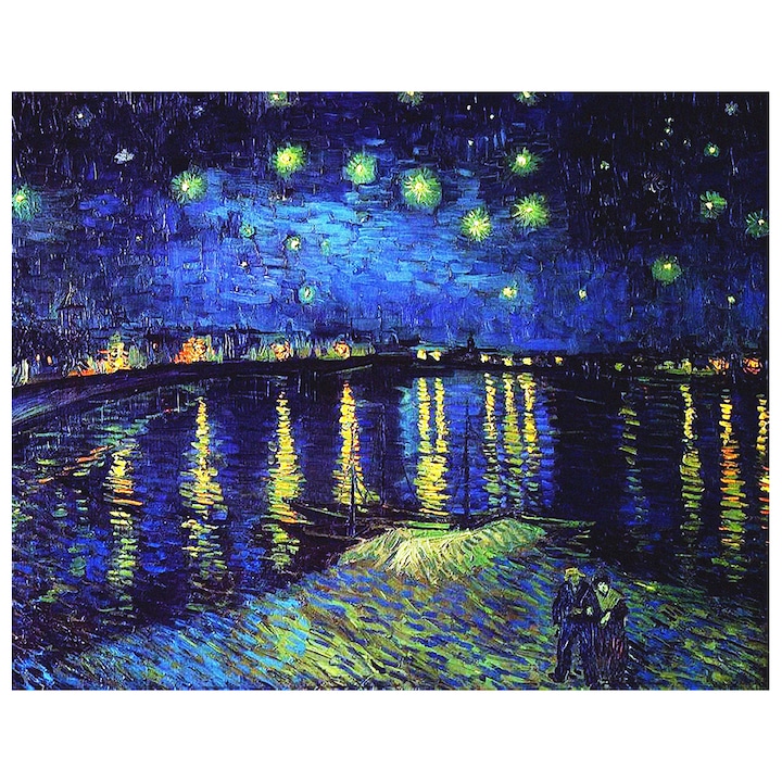 Tablou Legendarte, Starry Night Over the Rhone, Vincent Van Gogh, 50x70 cm, Albastru/Galben