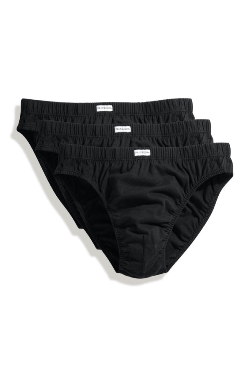 Set 3 perechi chiloti barbati Fruit Of The Loom Classic Sport, Bumbac/Elastan, Negru, Negru