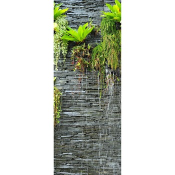 Autocolant usi interior -Cascada Perete Piatra si Plante Verzi - 1 folie de 77x200 cm Autocolant usi interior -Cascada Perete Piatra si Plante Verzi - 1 folie de 77x200 cm