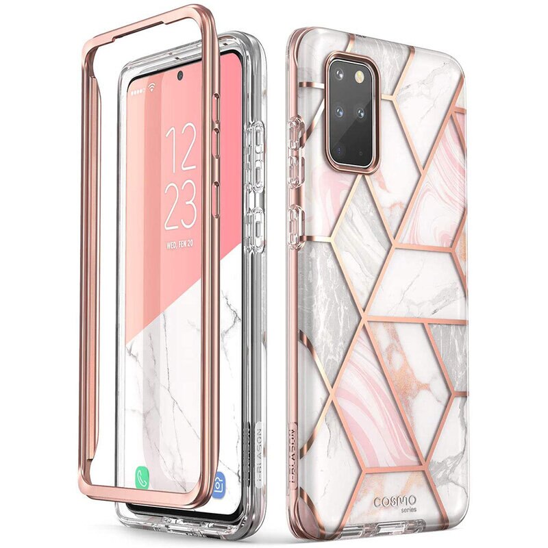 Husa premium compatibila cu Samsung Galaxy S20 Plus din silicon moale, design extravagant, i-Blason, roz