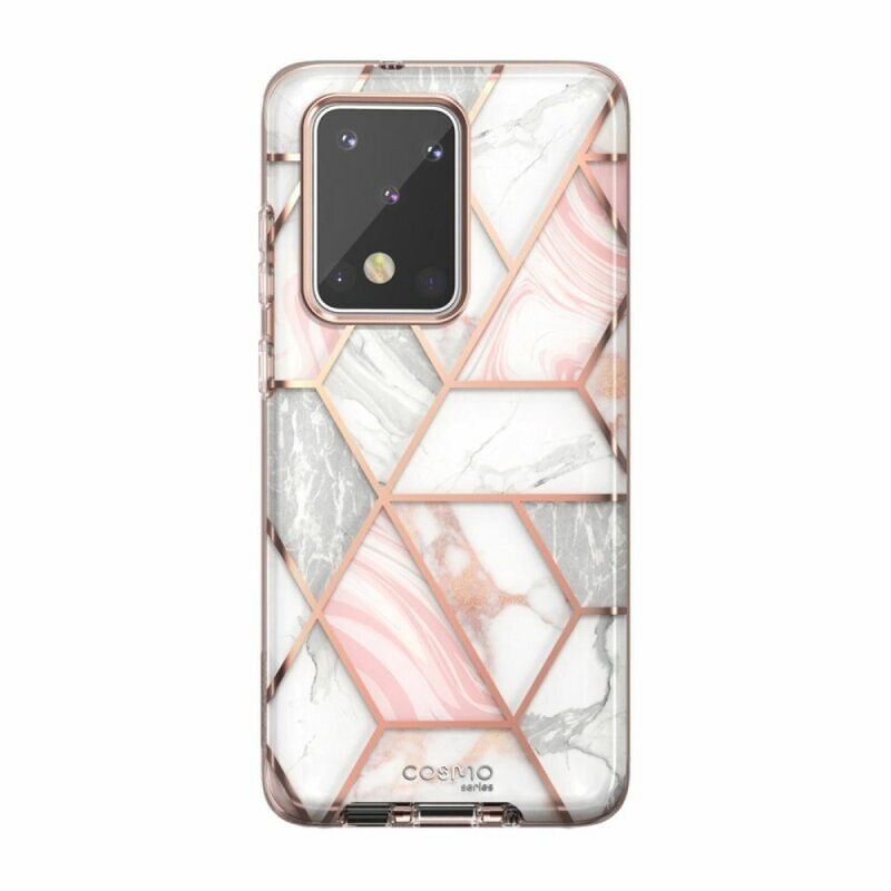 Husa premium compatibila cu Samsung Galaxy S20 Ultra din silicon moale, design extravagant, i-Blason, roz