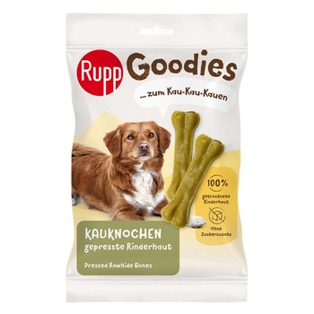 Recompense pentru caini, Rupp, oase presate, din piele de vita, 3 buc, 200 gr Recompense pentru caini, Rupp, oase presate, din piele de vita, 3 buc, 200 gr