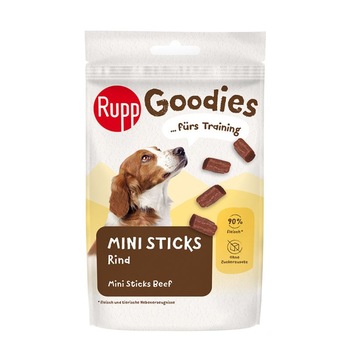 Recompense pentru caini, Rupp, mini sticks-uri cu vita, 60 gr Recompense pentru caini, Rupp, mini sticks-uri cu vita, 60 gr