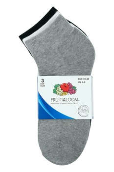 Set 3 perechi sosete dama Fruit of the Loom, Scurte, Gri/Negru/Alb, L Set 3 perechi sosete dama Fruit of the Loom, Scurte, Gri/Negru/Alb, L