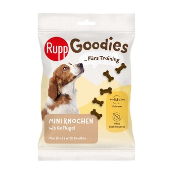 Recompense pentru caini, Rupp, mini oase cu pui, 200 gr Recompense pentru caini, Rupp, mini oase cu pui, 200 gr