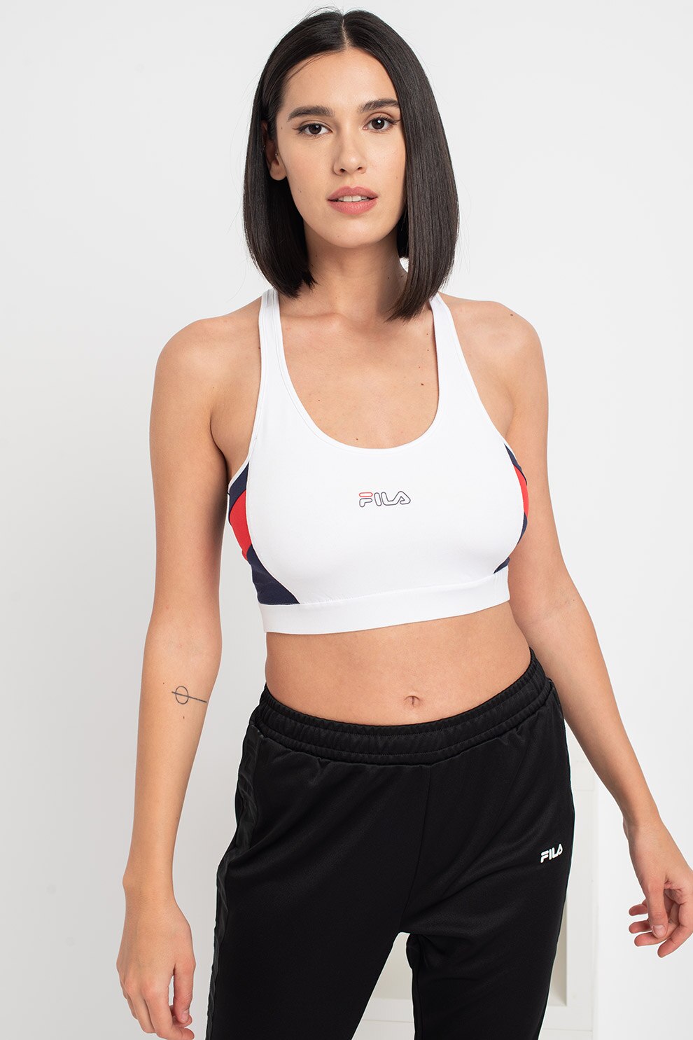 Fila, Bustiera cu decupaj racerback Pola, Alb/Albastru/Rosu