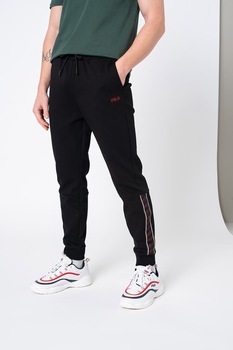 Fila, Pantaloni sport cu snur de ajustare in talie Omer, Negru, XL Fila, Pantaloni sport cu snur de ajustare in talie Omer, Negru, XL