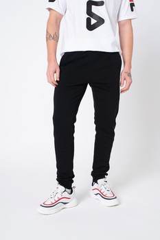 Fila, Pantaloni sport cu croiala conica Edanc, Negru, L Fila, Pantaloni sport cu croiala conica Edanc, Negru, L