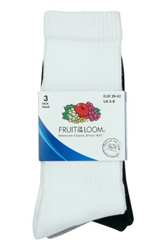 Set 3 perechi sosete dama Fruit of the Loom, Lungi, Gri/Negru/Alb, S Set 3 perechi sosete dama Fruit of the Loom, Lungi, Gri/Negru/Alb, S