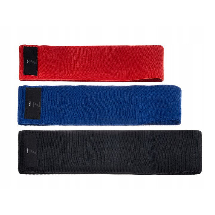 Set 3 benzi elastice din material, Zola®, 3 niveluri de rezistenta 35-45-55 kg