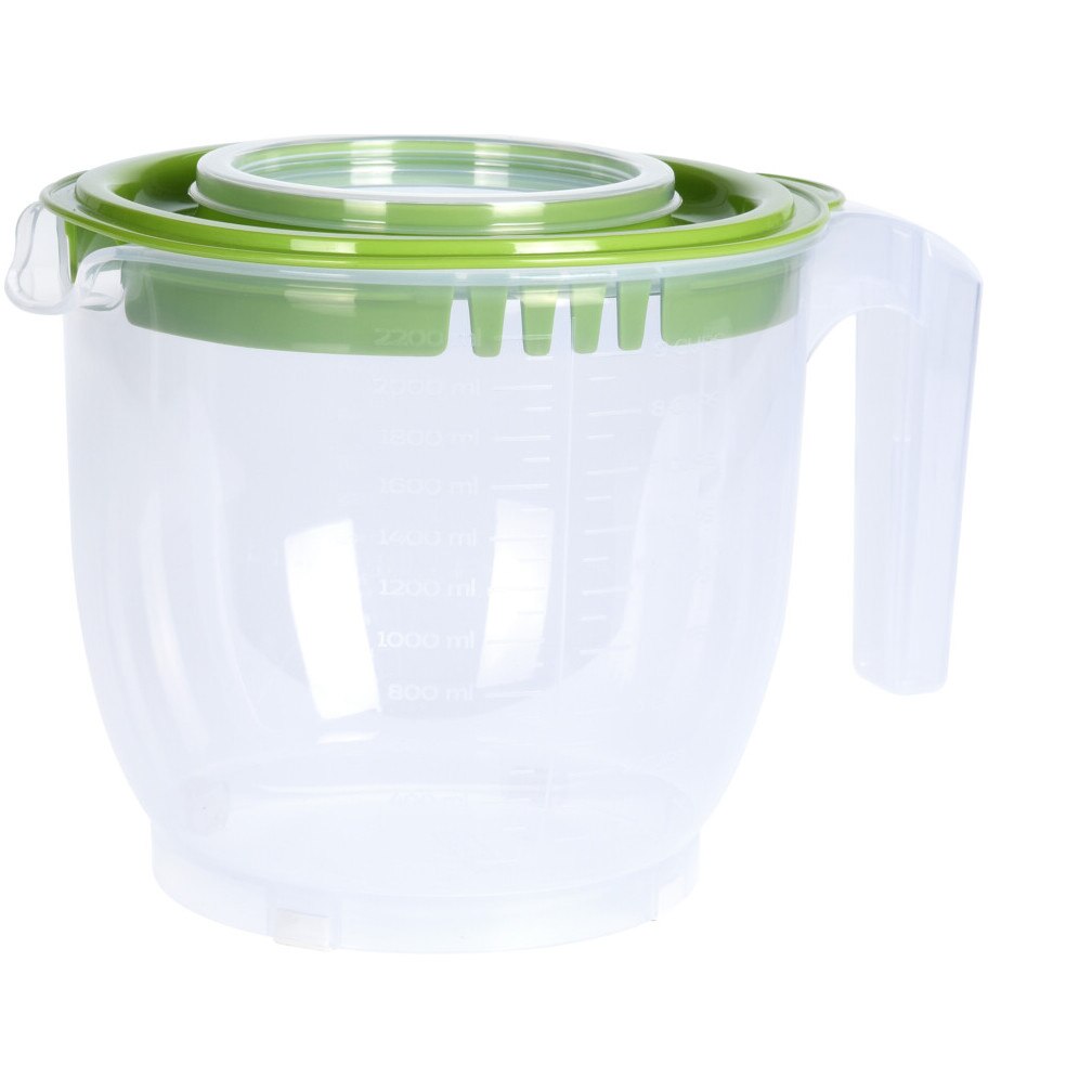 Bol mixare Excellent Houseware, plastic, 16x15 cm, transparent/verde