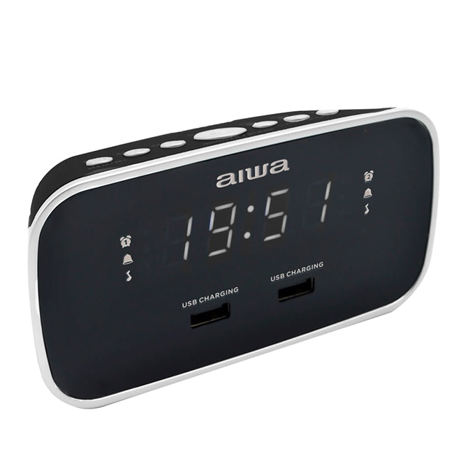 Radio Cu ceas si Alarma Aiwa, CRU-19BK, 2 Porturi USB, Negru/Gri