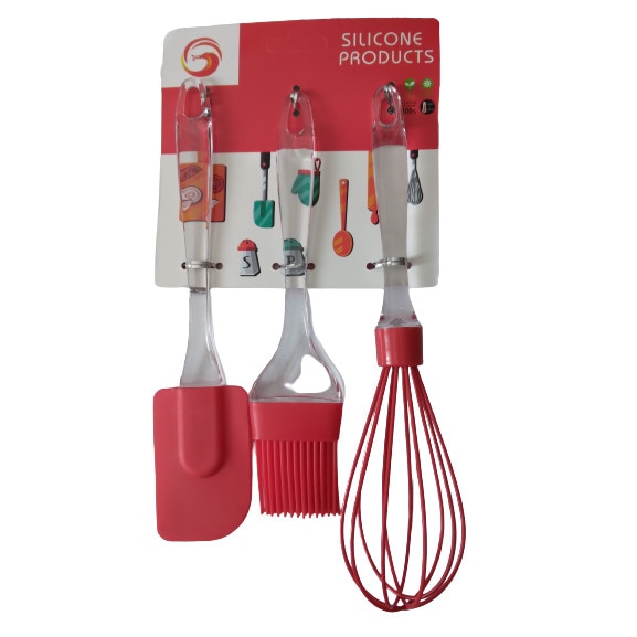 Set 3 ustensile de bucatarie - Silicon Premium, Rosu