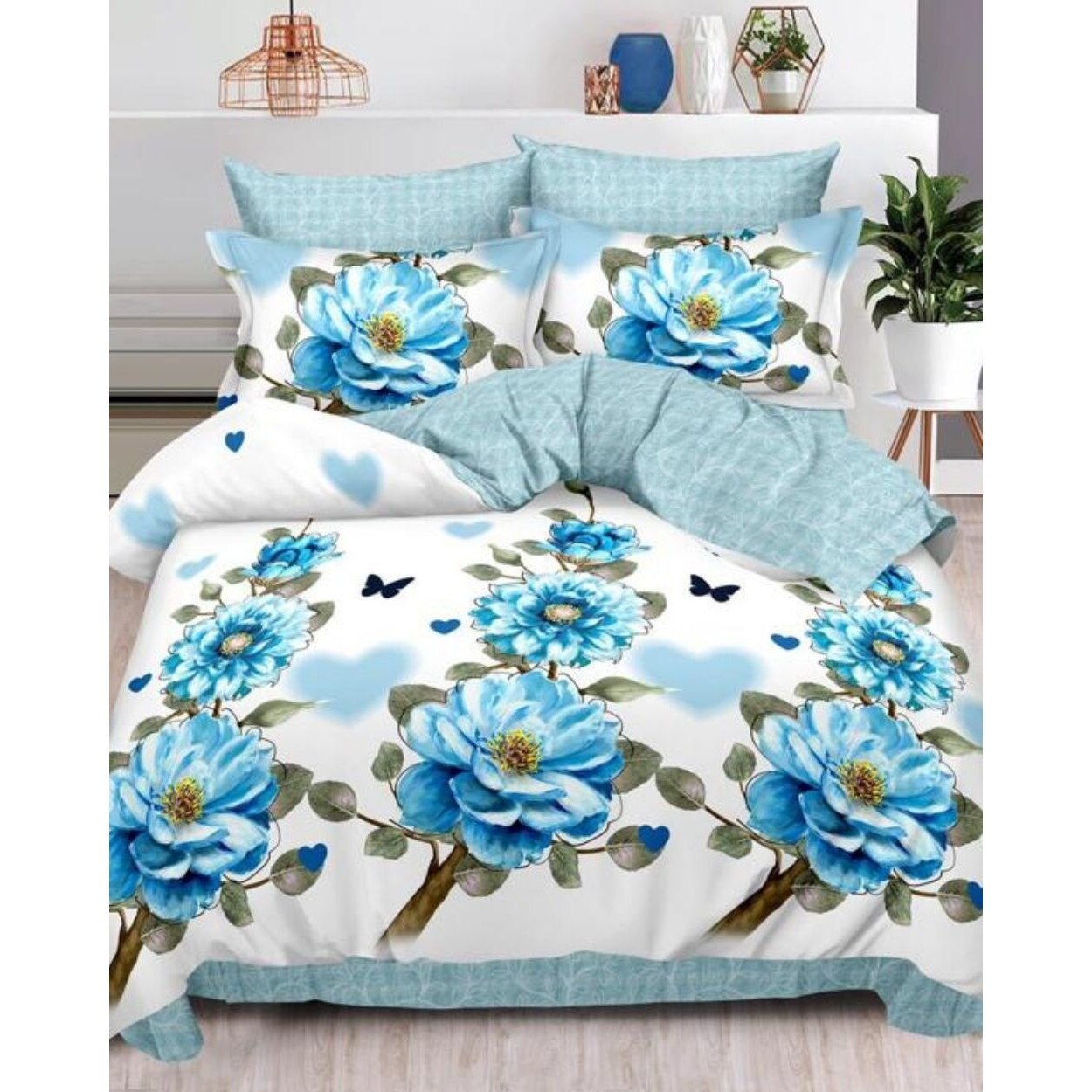 Set Lenjerie de Pat din Finet, 6 Piese, Pat 2 Persoane, Rinu