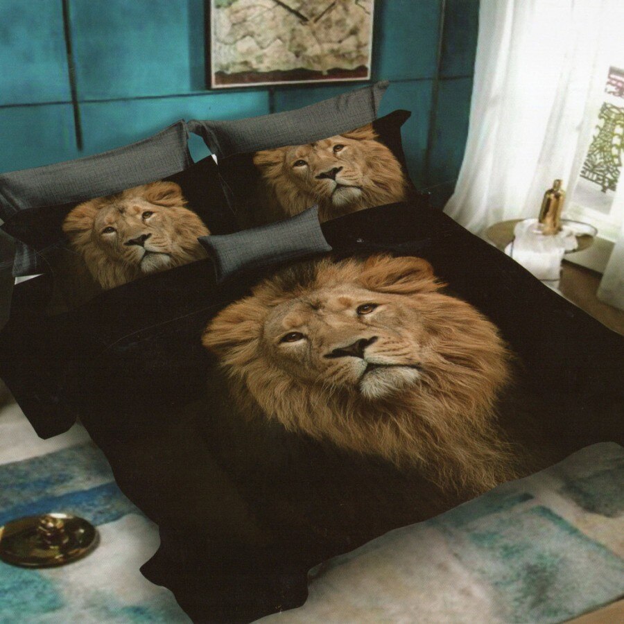 Set Lenjerie 3D finet 6 piese, 220 x 240 cm, Pucioasa, Cap Leu FN3D21