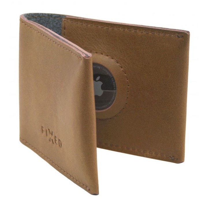 FIXED bőr pénztárca belső AirTag tartóval, barna, 179000, Pénztárca