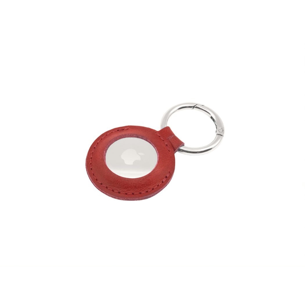 Husa piele naturala compatibila cu Apple AirTag , FIXED Case, carabina, rosu