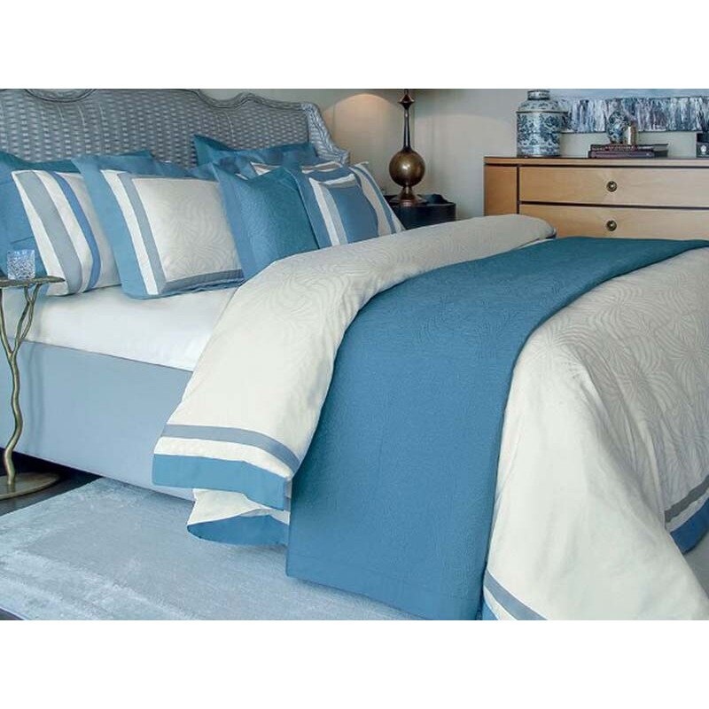 Lenjerie pentru pat dublu, bumbac egiptean, 6 piese, VALERON, model Dante Blue