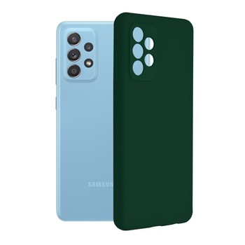 Husa slim compatibila cu Samsung Galaxy A32 4G, silicon Verde inchis, cu interior de catifea, Joyshell