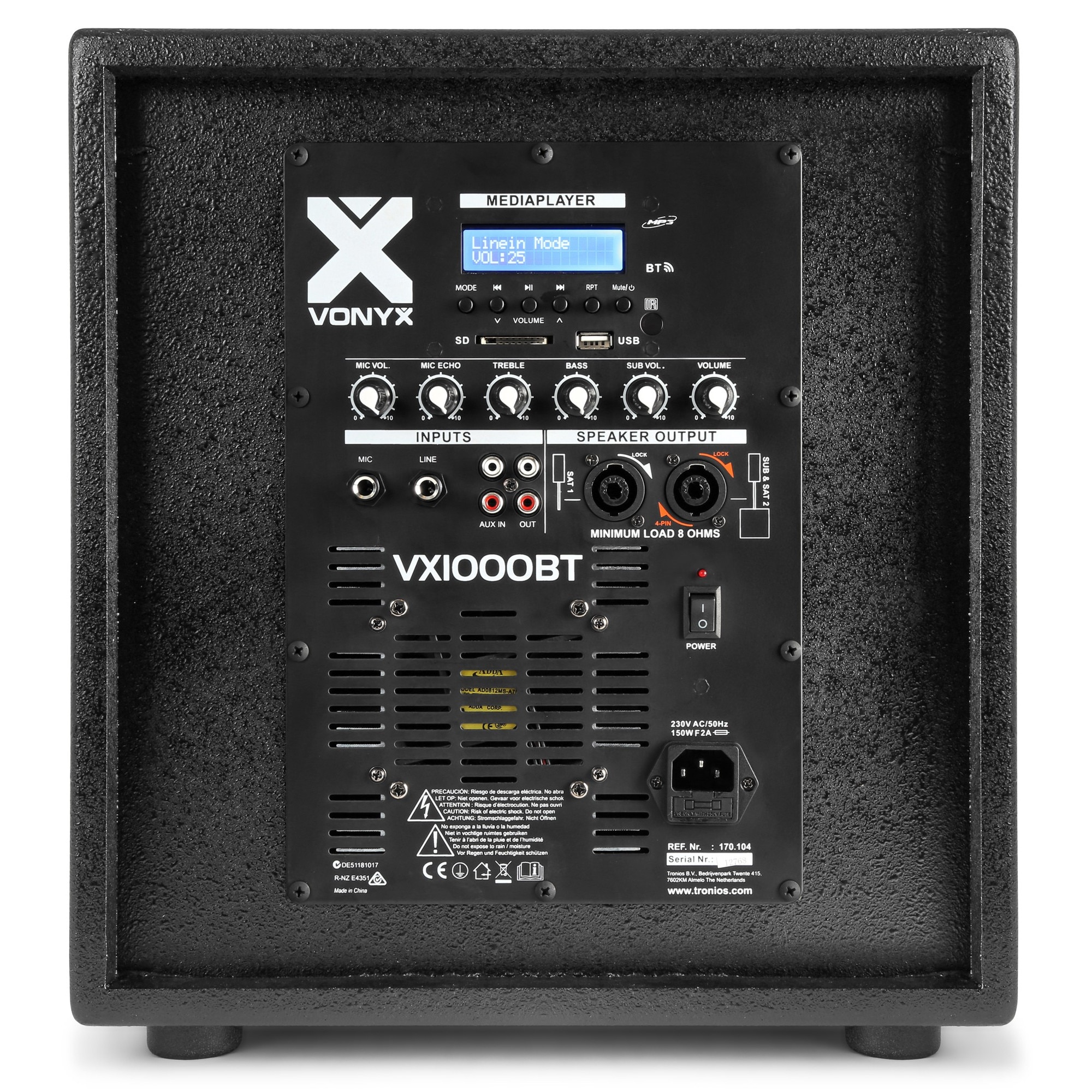 Vonyx Système Audio 2.2 Actif 1500W avec 2x Sub et 2x top
