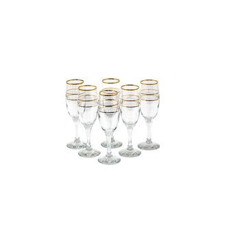 Set 6 pahare de Sampanie cu picior Gold, 6 buc, sticla, 0.24 l Set 6 pahare de Sampanie cu picior Gold, 6 buc, sticla, 0.24 l