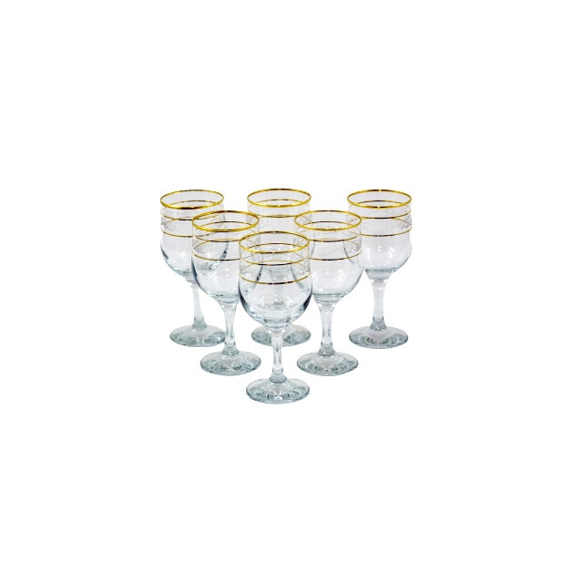 Set 6 pahare de Sampanie cu picior Gold, 6 buc, sticla, 0.32 l