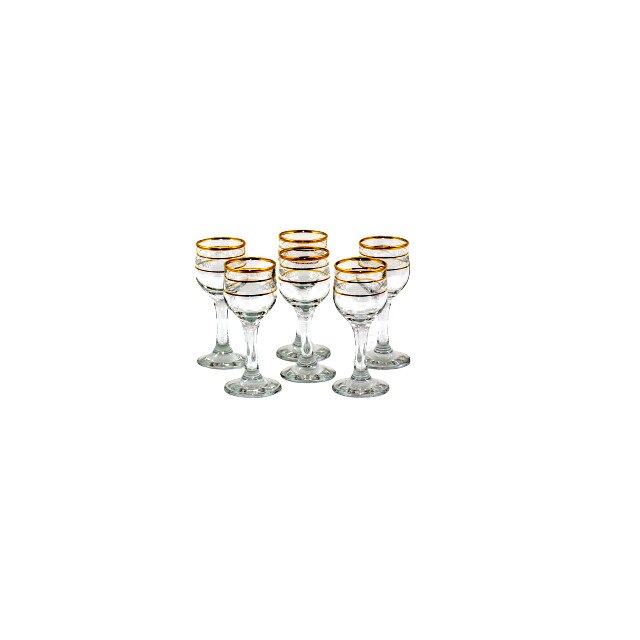 Set 6 pahare de Lichior cu picior Gold, 6 buc, sticla, 0.2 l