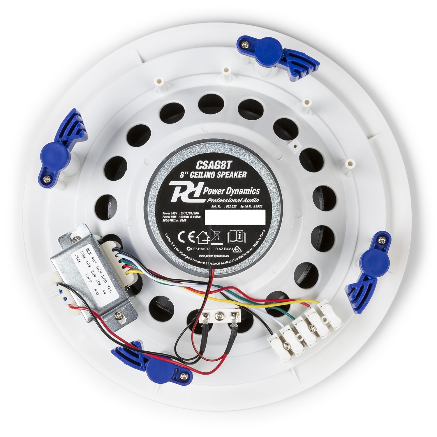 Difuzor de tavan, 2 cai, 100V, 40W, 8", Power Dynamics CSAG8T