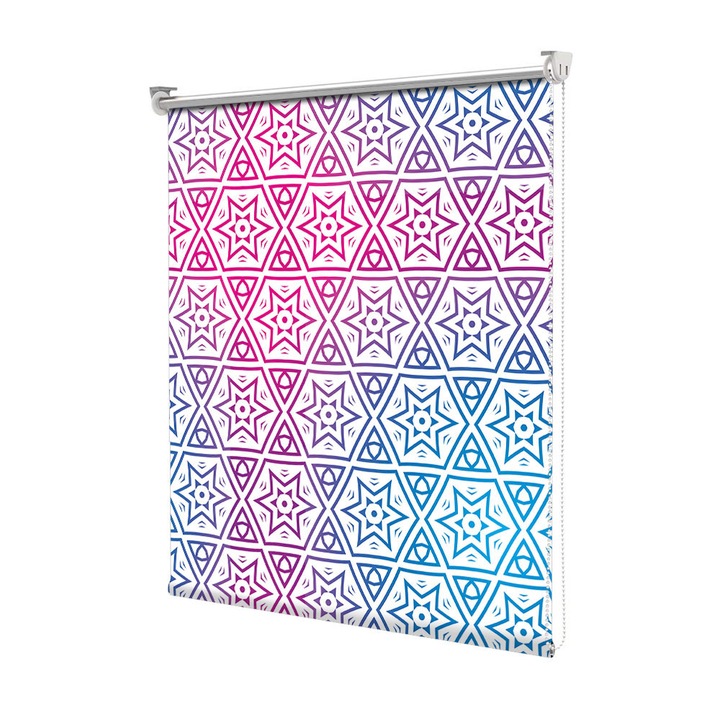 Roleta Art Shade tip Jaluzea cu Rulou si sistem inclus, Art Star, Stele incadrate in hexagoane, Pattern, Decoratiuni, Latime 115 cm x Inaltime 190 cm
