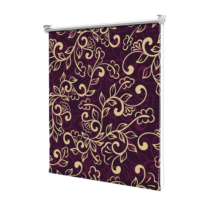 Roleta Art Shade tip Jaluzea cu Rulou si sistem inclus, Art Star, Desene suprapuse cu flori, Pattern, Decoratiuni, Latime 100 cm x Inaltime 190 cm