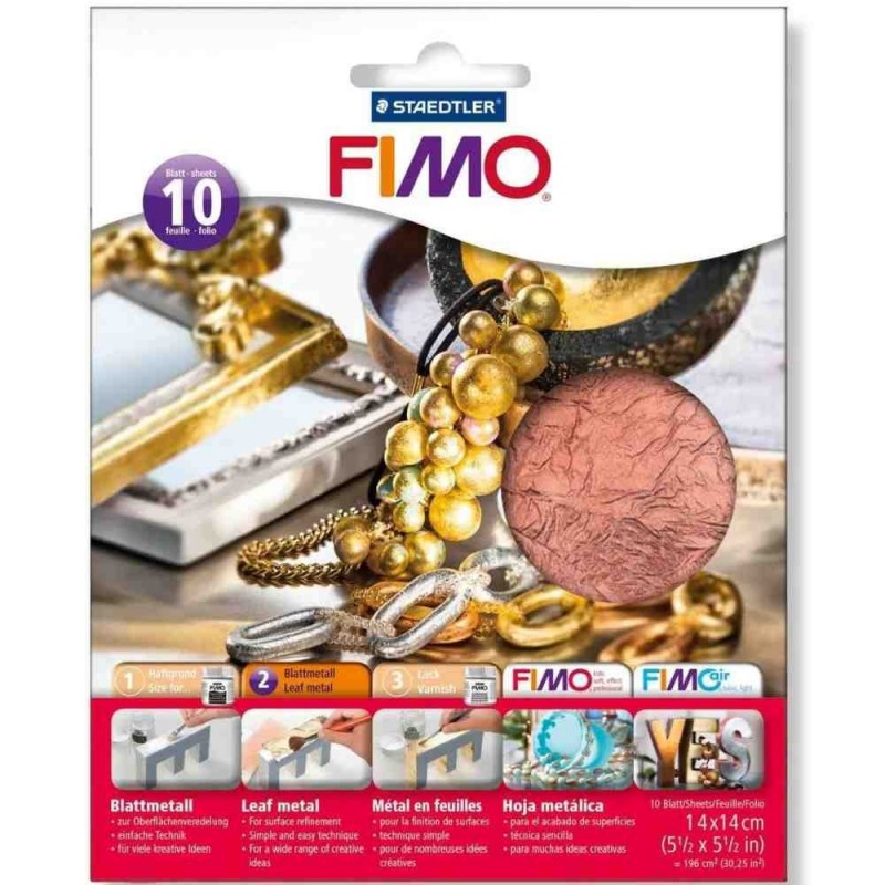 Set 10 foite de metal FIMO Cupru rosu