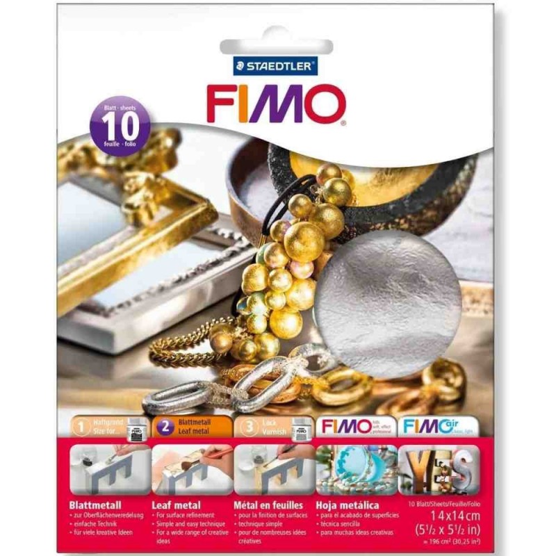 Set 10 foite de metal FIMO Argintiu silver