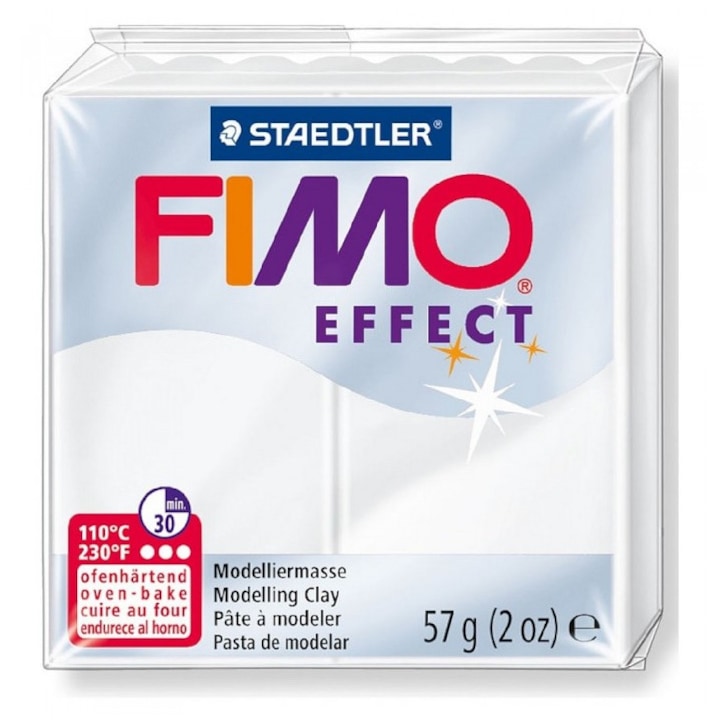 Pasta de modelaj FIMO Effect 57g Alb Translucent
