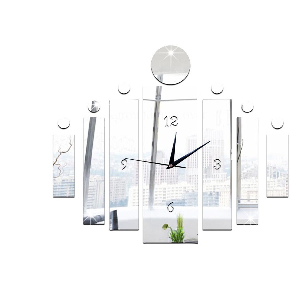 Ceas decorativ de perete, Asimetric, Oglinda acrilica, 41 cm, WC1084