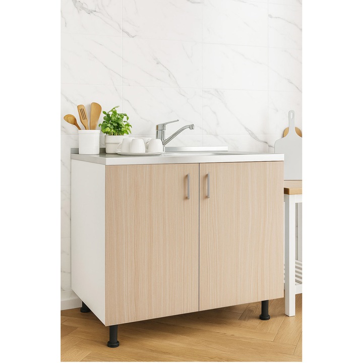 Tender Badenmob Mosogató szekrény, 80x50x80 (80x50 cm-es mosogatóhoz), 2 ajtó, Forgácslap, Bükk