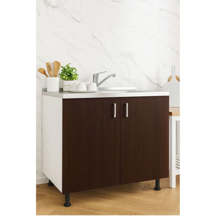 Tender Badenmob mosogató szekrény, 80x50x80 (80x50 cm-es mosogatóhoz), 2 ajtó, Forgácslap, Wenge