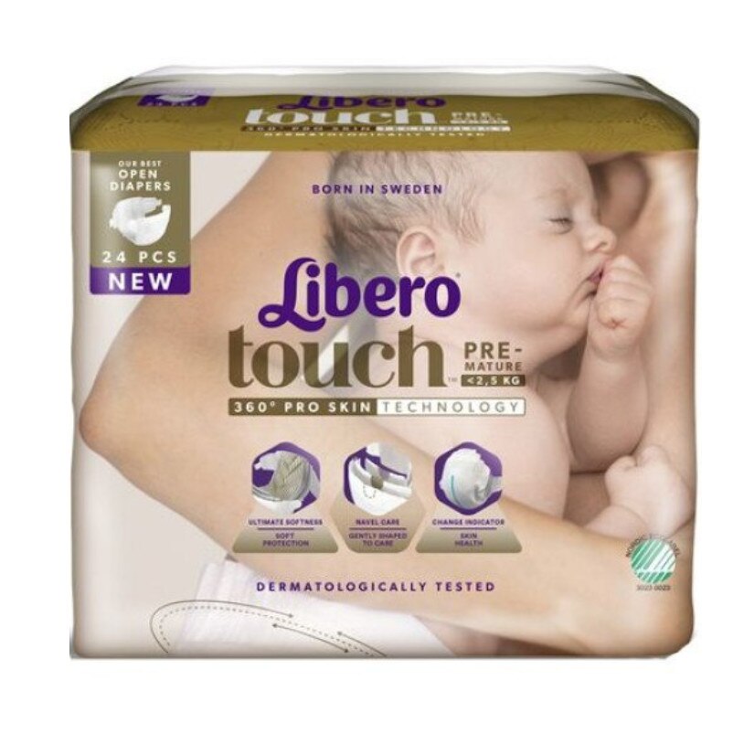 Scutece pentru nou nascuti Libero Touch Premature pana in 2,5 kg, 24 buc