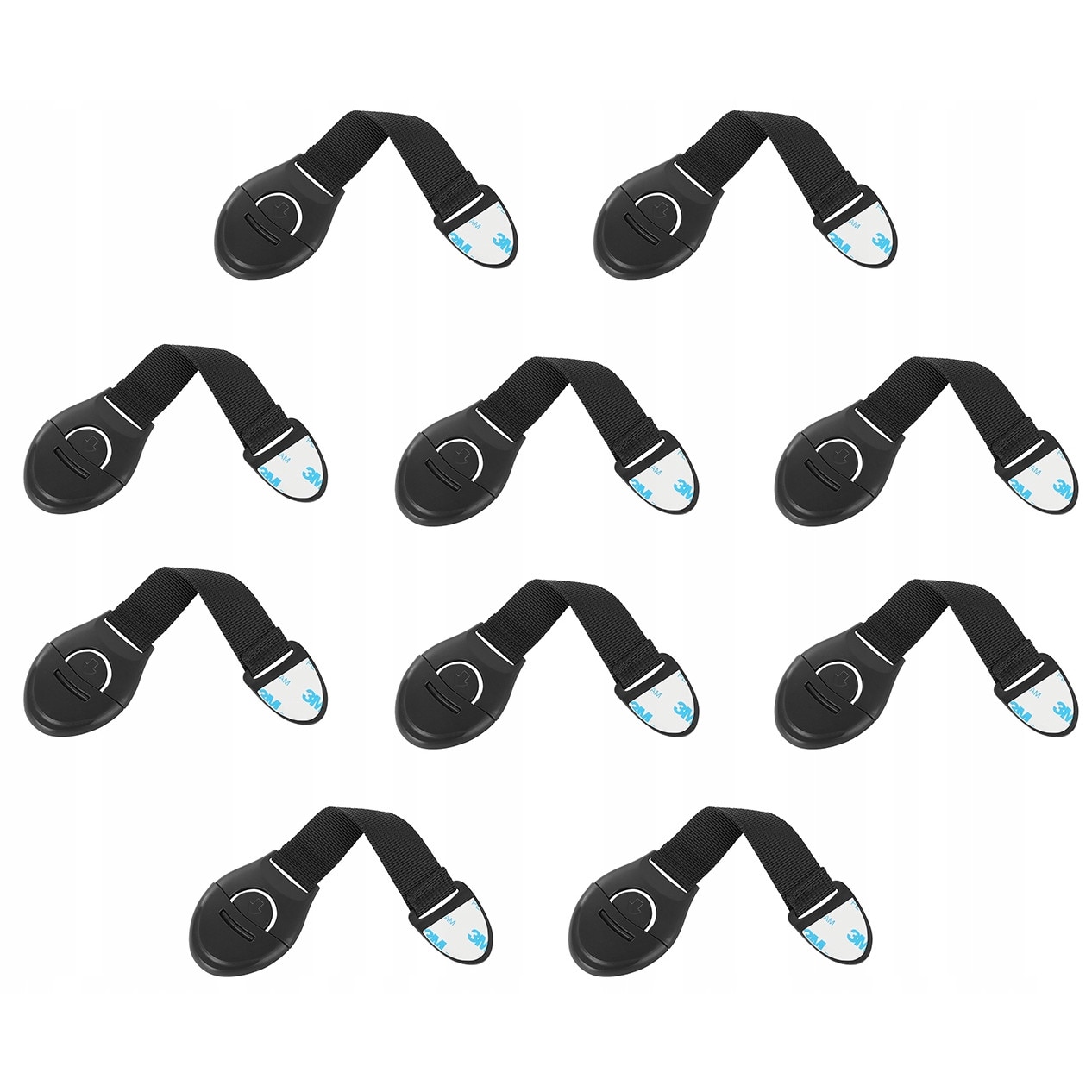 Set sigurante, Zola®, 10 bucati, plastic si material textil, ideal pentru sertare, 20 cm, negre