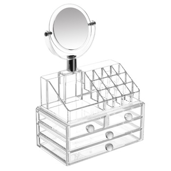 Organizator pentru cosmetice cu oglinda SIKS®, alb/transparent Organizator pentru cosmetice cu oglinda SIKS®, alb/transparent
